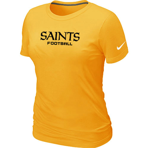 Nike New Orleans Saints Sideline Legend Authentic Font Womens TShirt Yellow 6