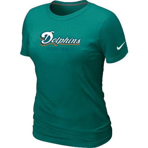  Nike Miami Dolphins Sideline Legend Authentic Font Womens TShirt Green 3 