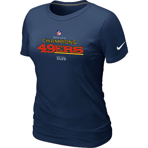  Nike San Francisco 49 ers 20 12  NFC Conference Champions Trophy Collection Long D- Blue Womens TShirt 12 