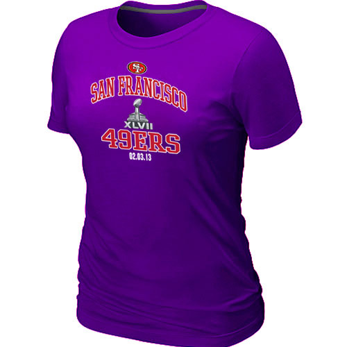  San Francisco 49 ers Super BowlXLVII Heart& Soul Purple Womens TShirt 55 