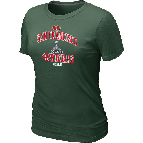  San Francisco 49 ers Super BowlXLVII Heart& Soul D- Green Womens TShirt 61 