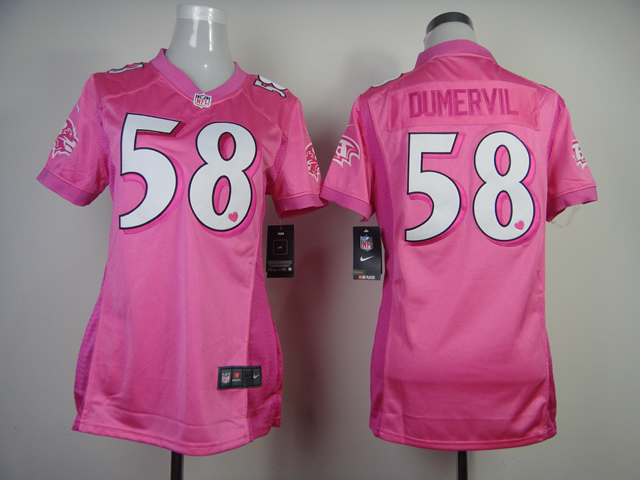 NFL Baltimore Ravens #58 Dumervil Women Pink Jersey