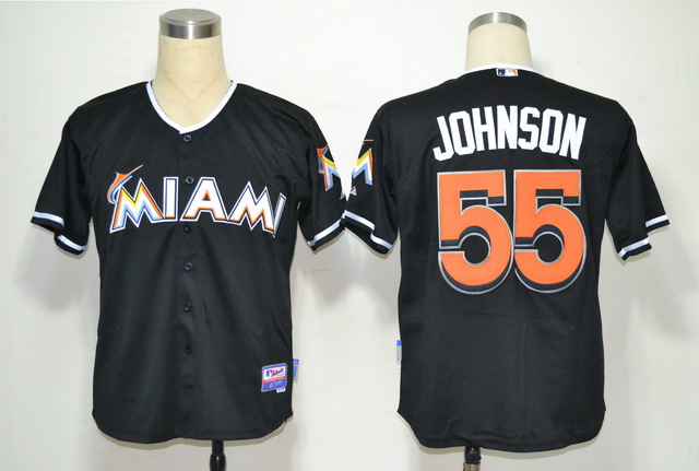 MLB Jerseys Miami Marlins #55 Johnson Black 2012