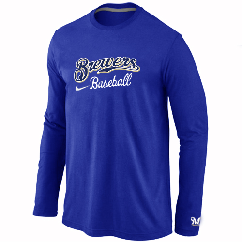 Nike Milwaukee Brewers Long Sleeve T-Shirt Blue