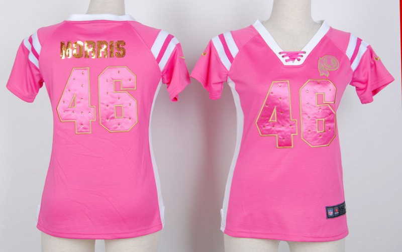 NFL Washington Redskins #46 Morris Pink Womens Handwork Sequin lettering Fashion Jersey