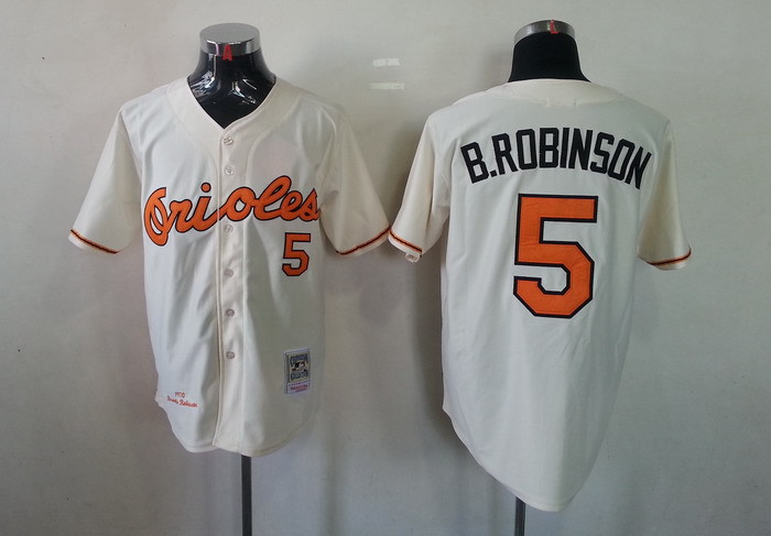 MLB Baltimore Orioles 5 B.Robinson Throwback cream color Jersey
