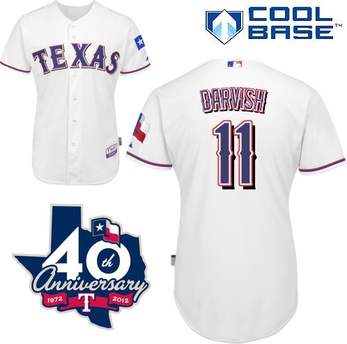 Rangers #11 White DARVISH MLB 40 patch 2012 Jersey