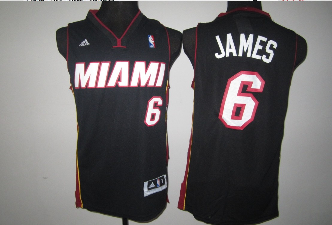 Adidas Miami Heat #6 James Black Throwback Jersey 