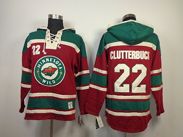 NHL Hoodie Minnesota Wild #22 Cal Clutterbuck sweater Green and Red