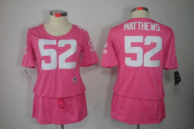 NFL Green Bay Packers #52 Matthews Women Pink Breast Cancer Awareness Jersey