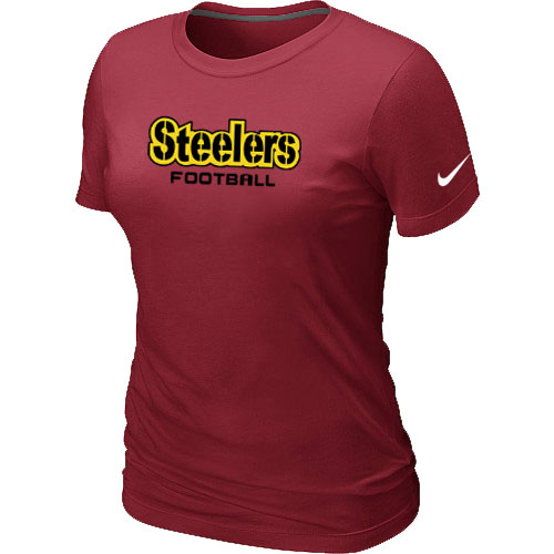  Nike Pittsburgh Steelers Sideline Legend Authentic Font Womens TShirt Red 3 