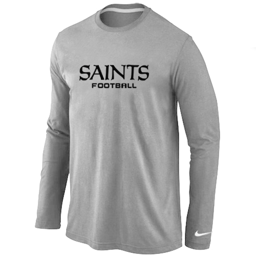 Nike New Orleans Sains Authentic font Long Sleeve T-Shirt Grey