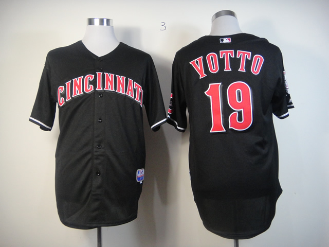 MLB Cincinnati Reds 19 VOTTO Black Fashion embroideredJerseys