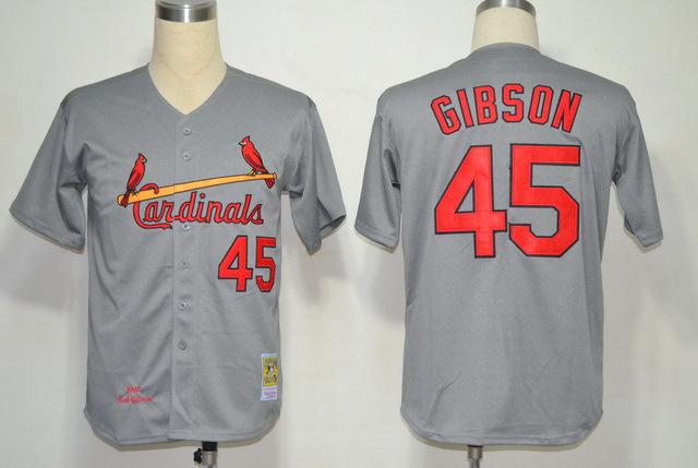 MLB Jerseys St. Louis Cardinals 45 Bob Gibson Grey M&N 1967