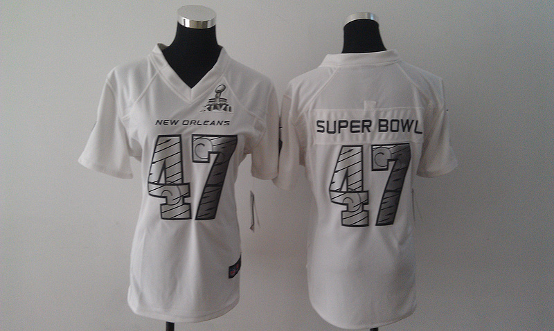 Womens Nike Super Bowl XLVII New Orleans Saints #47 white Game Jersey