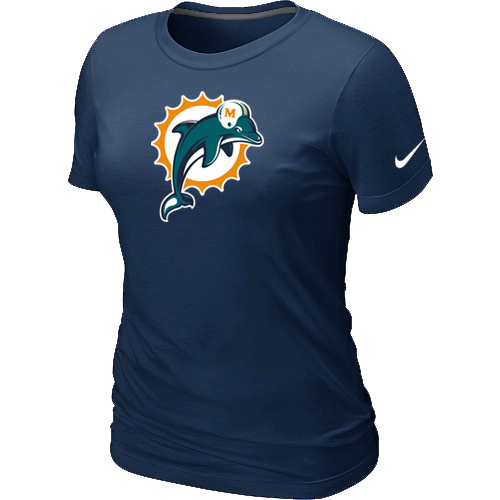  Miami Dolphins D- Blue Womens Logo TShirt 53 