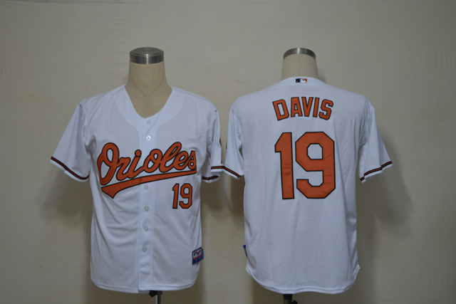 MLB Baltimore Orioles 19 Davis White Jersey Cool Base