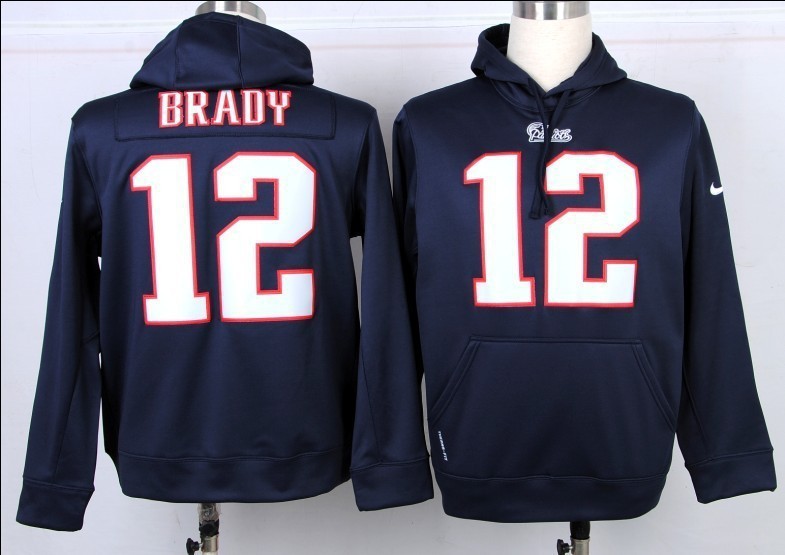 New England Patriots #12 Brady Blue Pullover Hoodie