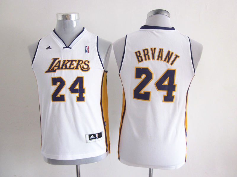 Youth NBA Los Angeles Lakers 24 Kobe Bryant White Jerseys