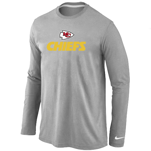 Nike Kansas City Chiefs Authentic Logo Long Sleeve T-Shirt Grey