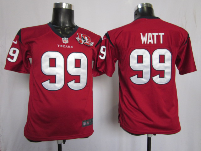 JJ Watt Jersey Red #99 Nike NFL Houston Texans Jersey 10th Patch