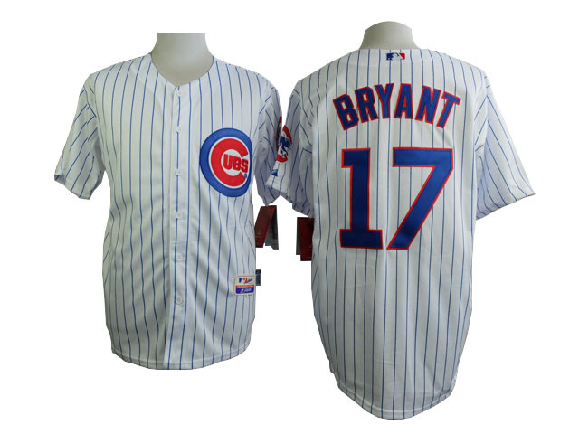 MLB Chicago Cubs #17 Bryant White Pinstripe Jersey