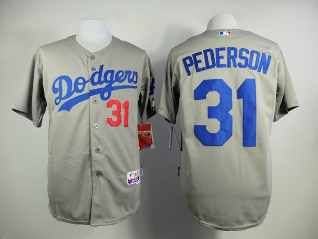 MLB Los Angeles Dodgers #31 Pederson Grey Jersey