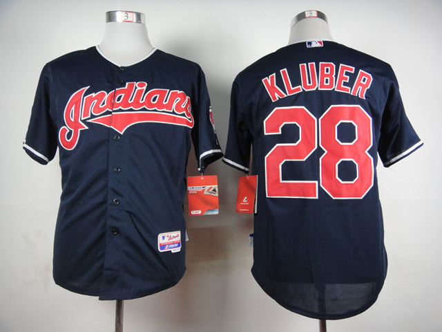 MLB Cleveland Indians #28 Kluber Blue Jersey