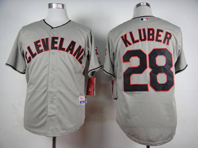 MLB Cleveland Indians #28 Kluber Grey Jersey