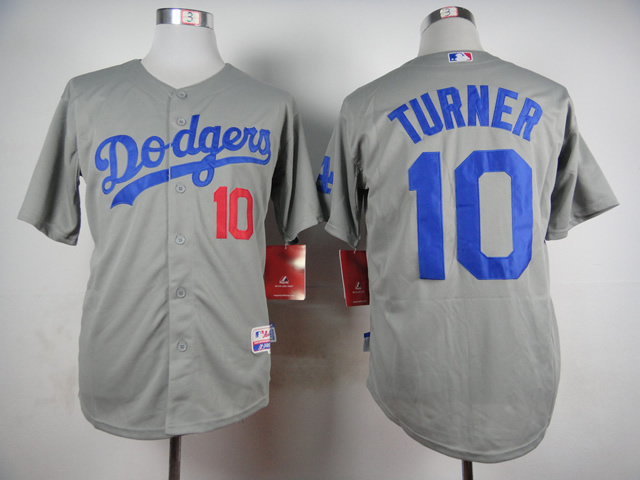 MLB Los Angeles Dodgers #10 Turner Grey Jersey