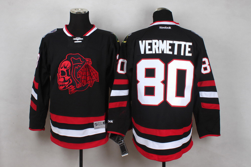 NHL Chicago Blackhawks #80 Vermette Black Color Jersey