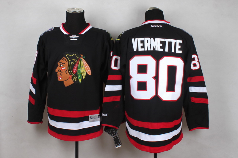 NHL Chicago Blackhawks #80 Vermette Black  Jersey