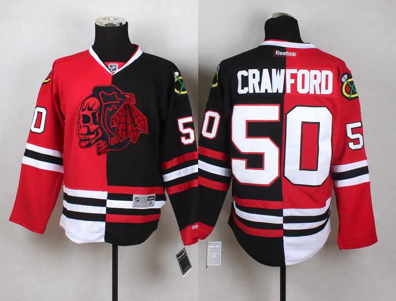 NHL Chicago Blackhawks #50 Crawford Red Black Split Jersey