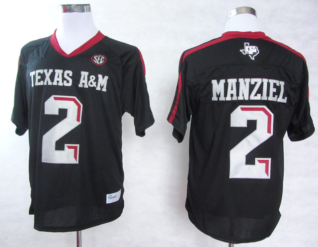 Texas A&M Aggies 2 Manziel Black Color Jersey
