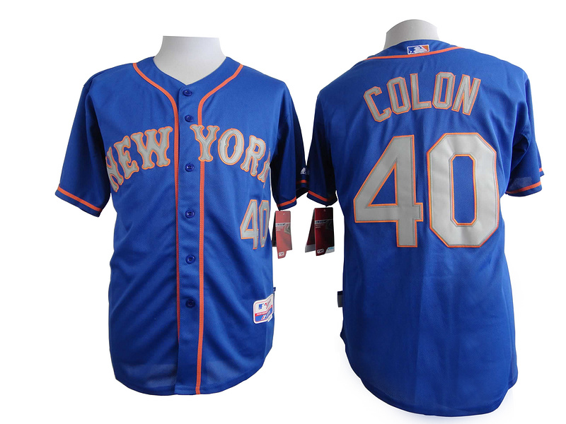 MLB New York Mets #40 Colon Cool Base Blue Jersey