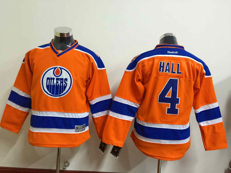 Youth NHL Edmonton Oilers #4 Hall Orange 2015 Jersey