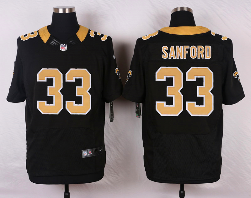 Nike New Orleans Saints #33 Sanford Black Elite Jersey