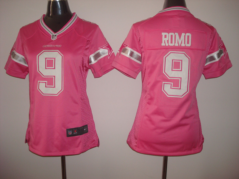 NFL Dallas Cowboys #9 Romo Women Pink New Jersey