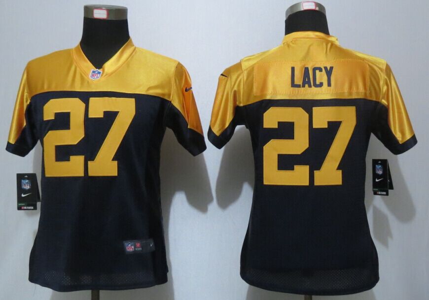 Womens Nike Green Bay Packers #27 Lacy Blue Yellow Jersey