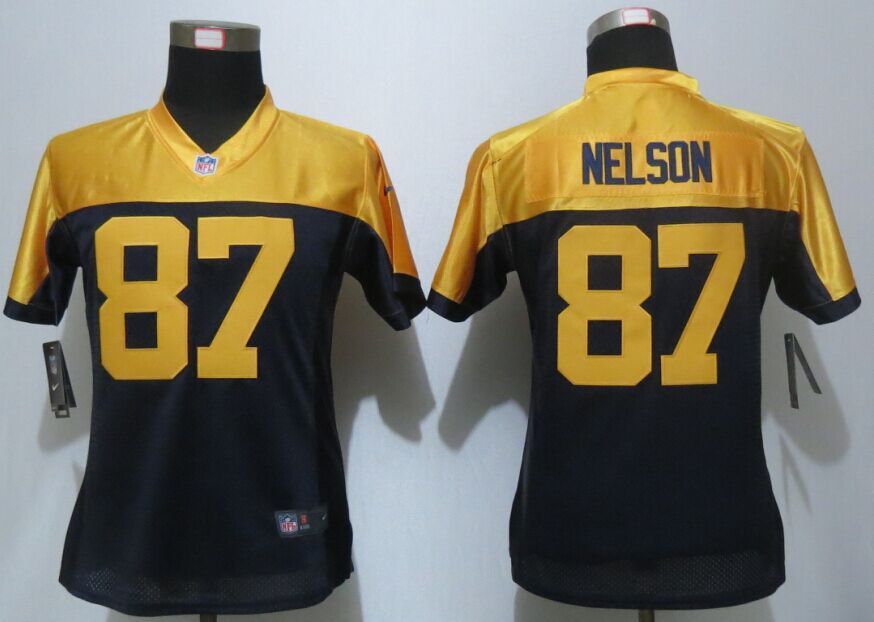 Womens Nike Green Bay Packers #87 Nelson Blue Yellow Jersey