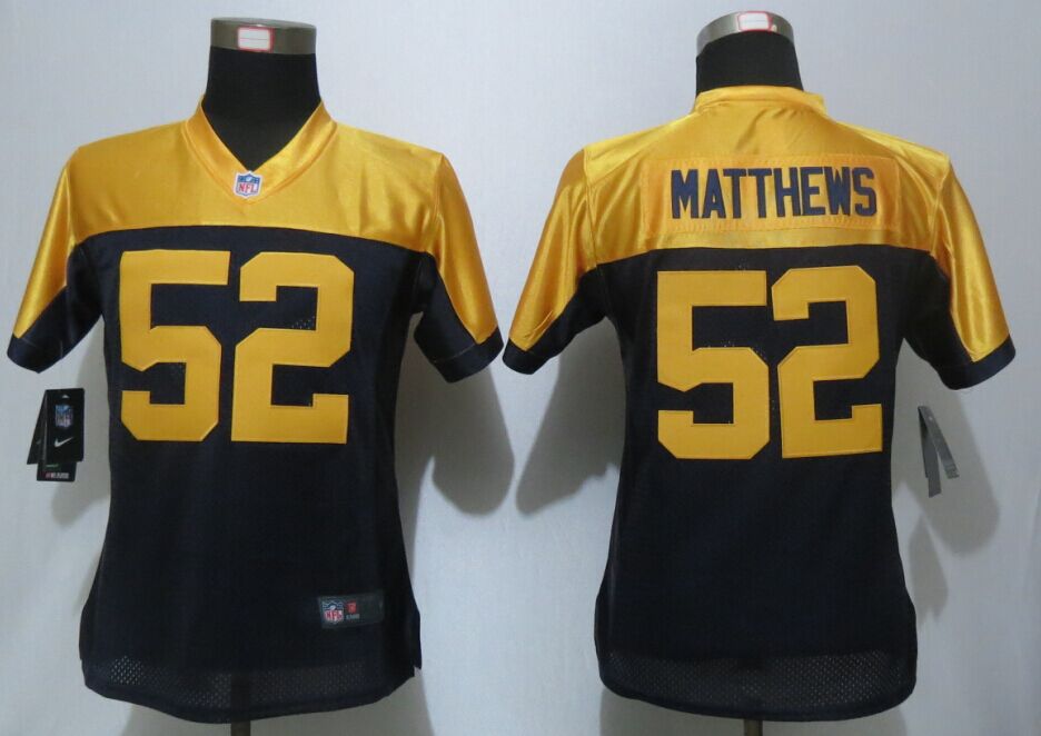 Womens Nike Green Bay Packers #52 Matthews Blue Yellow Jersey