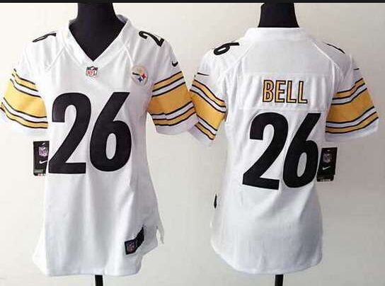 Nike NFL Pittsburgh Steelers #26 Bell White Women Jersey