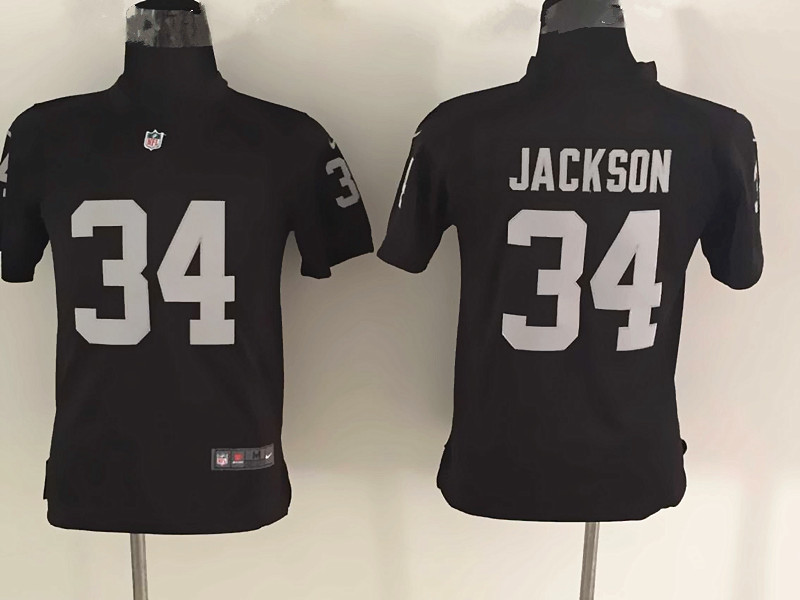 Kids Oakland Raiders #34 Jackson Black Jersey