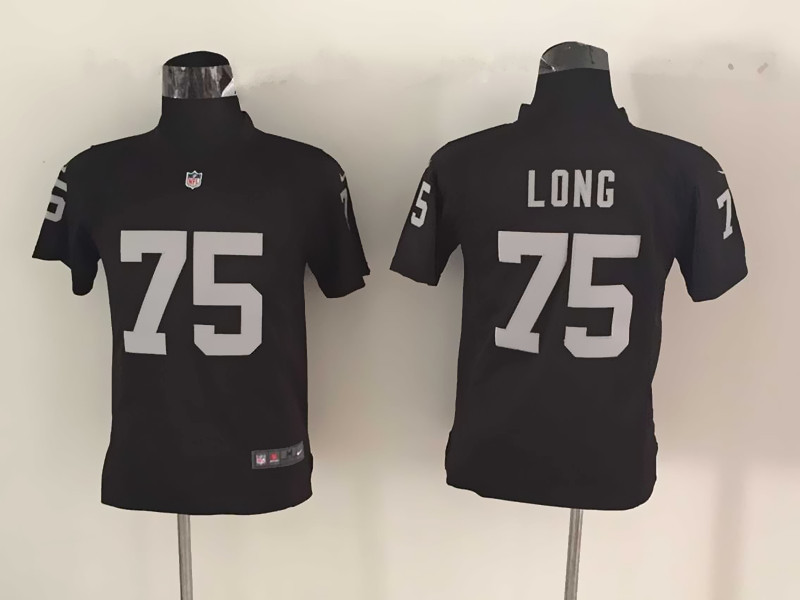 Kids Oakland Raiders #75 Long Black Jersey