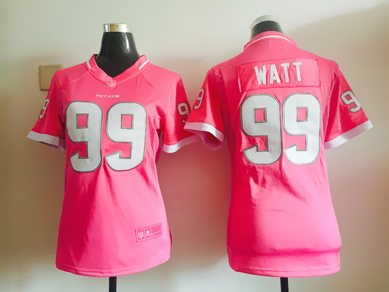 Womens NFL Houston Texans #99 Watt Pink Bubble Gum Jersey