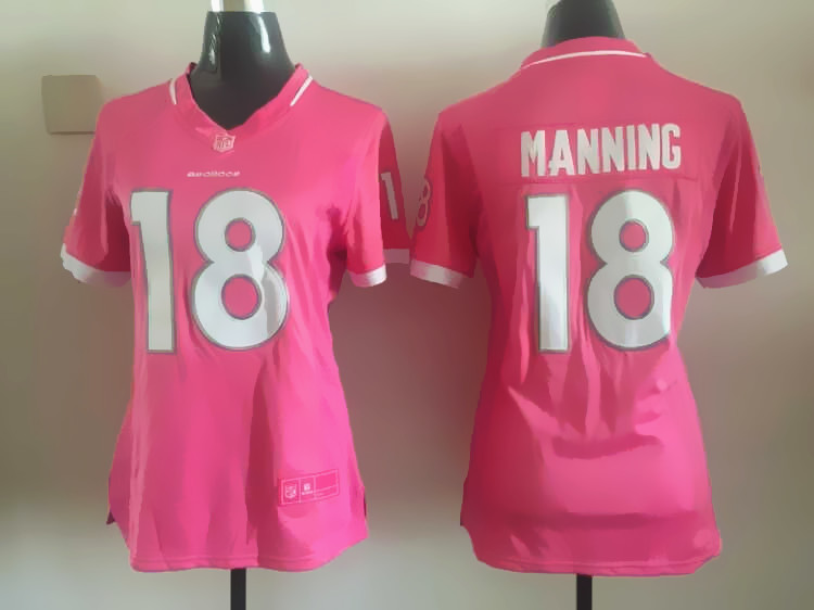 Womens NFL Denver Broncos #18 Manning Pink Bubble Gum Jersey