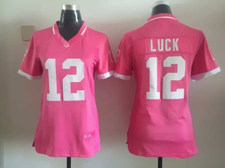 Womens NFL Indianapolis Colts #12 Luck Pink Bubble Gum Jersey