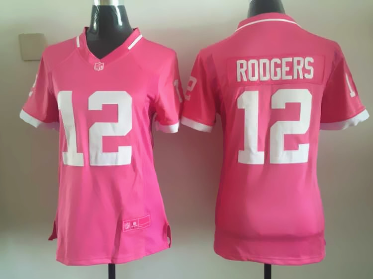 Womens NFL Green Bay Packers #12 Rodgers Pink Bubble Gum Jersey