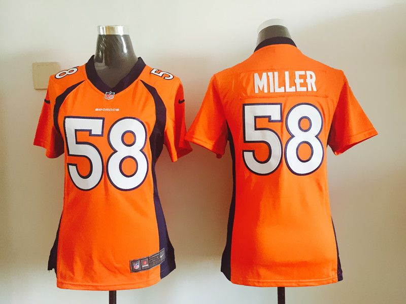 Orange #58 Miller Denver Broncos Women NIKE Game jersey