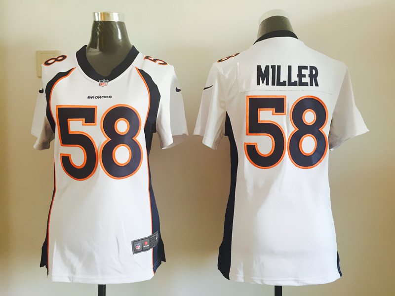  White Miller Jersey, Denver Broncos #58 Women Nike Jersey